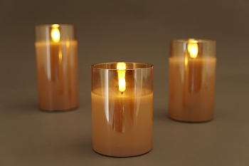 LED Kerze im Glas, Lumière, gold, 7,5x7,5x12 cm
