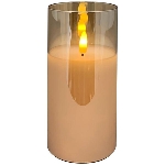 LED Kerze im Glas, Lumière, creme, 7,5x7,5x15 cm