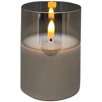 LED Kerze im Glas, Lumière, grau, 7,5x7,5x10 cm