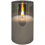 LED Kerze im Glas, Lumière, grau, 7,5x7,5x12 cm
