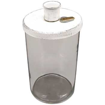 KerzenHalter ClairBlanc, weiß, Metall/Glas, 11x11x16,5  cm