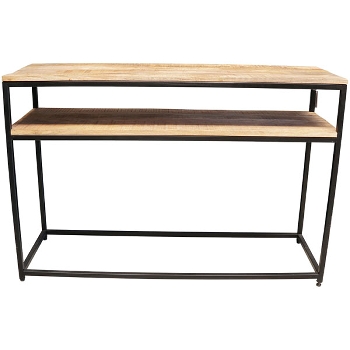 Tisch Puri, schwarz/natur, Metall/Holz, 120x40x78 cm