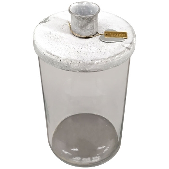 KerzenHalter Junker, zink, Metall/Glas, 11x11x16,5 cm