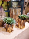 Vase Aurum, Kupfer, Glas, 8,5x8,5x10 cm