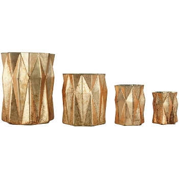 Vase Aurum, Kupfer, Glas, 18x18x23 cm