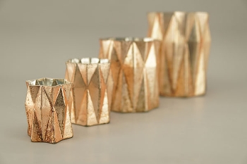 Vase Aurum, Kupfer, Glas, 18x18x23 cm