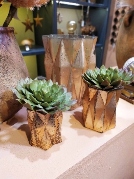 Vase Aurum, Kupfer, Glas, 18x18x23 cm