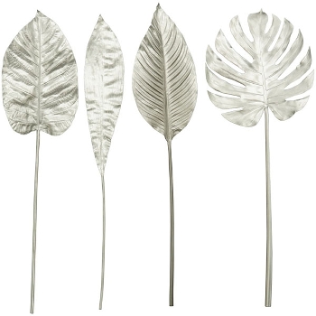 Blatt ArtificialNature, silber, 96 cm
