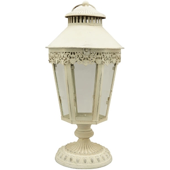 Laterne ClairBlanc, weiß, Metall/Glas, 20,5x20,5x41 cm