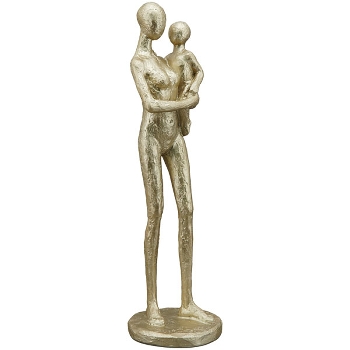 Skulptur Mutter mit Kind Hilda, gold, Polyresin, 10x8x32 cm