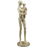Skulptur Mutter mit Kind Hilda, gold, Polyresin, 10x8x32 cm