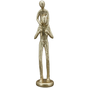 Skulptur Mutter mit Kind Hilda, gold, Polyresin, 8x8x38 cm
