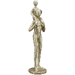 Skulptur Mutter mit Kind Hilda, gold, Polyresin, 11x9,5x40 cm