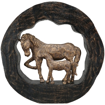 PferdeSkulptur Artisanal, kupfer/schwarz, Holz/Polyresin,