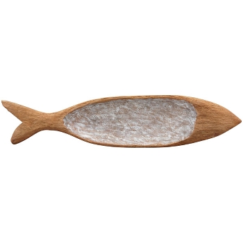Fisch Artisanal, natur, Holz, 62x14x5,5 cm