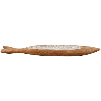 Fisch Artisanal, natur, Holz, 62x14x5,5 cm