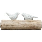 VogelSkulptur Artisanal, natur/weiß, Polyresin/Holz,