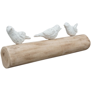 VogelSkulptur Artisanal, natur/weiß, Polyresin/Holz,