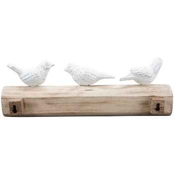 VogelSkulptur Artisanal, natur/weiß, Polyresin/Holz,