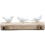 VogelSkulptur Artisanal, natur/weiß, Polyresin/Holz,