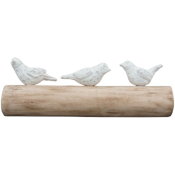 VogelSkulptur Artisanal, natur/weiß, Polyresin/Holz,
