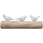 VogelSkulptur Artisanal, natur/weiß, Polyresin/Holz,