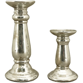 KerzenHalter ArgenT, silber, Polyresin, 11,5x11,5x22 cm