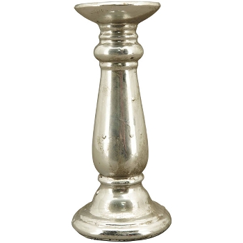 KerzenHalter ArgenT, silber, Polyresin, 11,5x11,5x22 cm