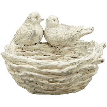 VogelNest Valo, creme/weiß, Polyresin, 19,5x17x12,5 cm