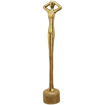 Skulptur Puri, gold, Alu/Holz, 9x7x42 cm