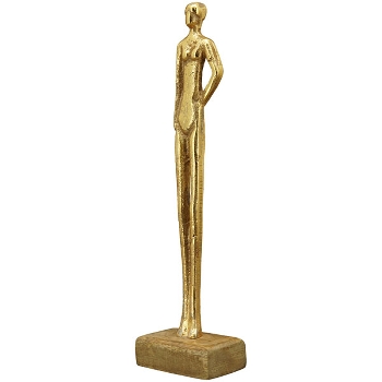 Skulptur Puri, gold, Alu/Holz, 8x5x30 cm