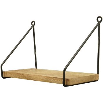 WandRegal Puri, natur/schwarz, Holz/Metall, 30x20x16 cm