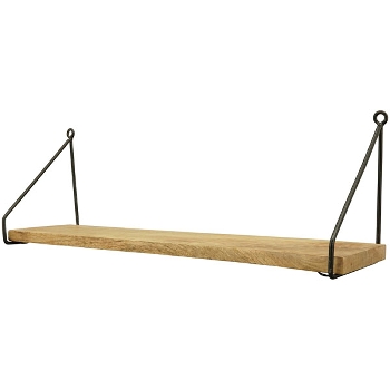 WandRegal Puri, natur/schwarz, Holz/Metall, 61x20x16 cm
