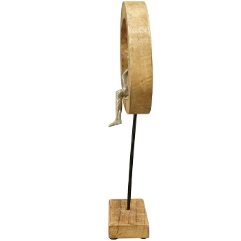 Skulptur Artisanal, natur/silber, Holz/Metall, 20x7x40 cm