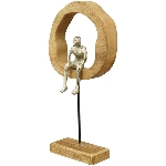 Skulptur Artisanal, natur/silber, Holz/Metall, 20x7x40 cm