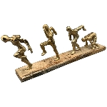 Skulptur Artisanal, gold/natur, Alu/Holz, 50x8,5x17 cm