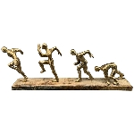 Skulptur Artisanal, gold/natur, Alu/Holz, 50x8,5x17 cm