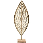 Skulptur Blätter Artisanal, Alu/Holz, 18x10x45 cm