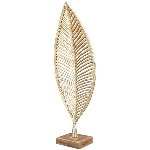 Skulptur Blätter Artisanal, Alu/Holz, 20x10x56 cm