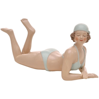 Frau CrivA, blau/oliv, Polyresin, 14x5x6,5 cm