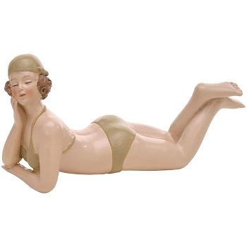 Frau CrivA, blau/oliv, Polyresin, 14x5x6,5 cm