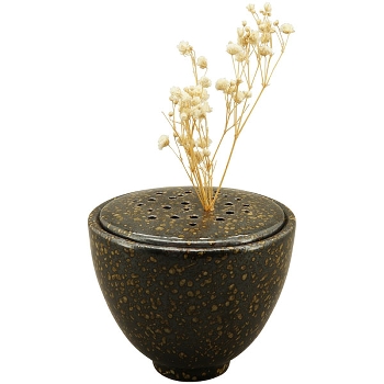 Vase ikebana, schwarz, Porzellan, 10,3x10,3x8,8 cm