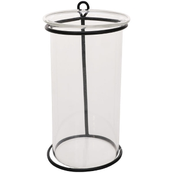 Vase Sobre, schwarz, Metall/Glas, 7x7x13 cm