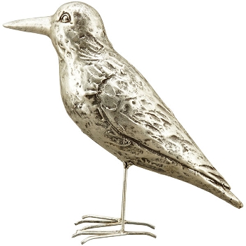 Vogel ArgenT, silber, Polyresin, 9x4x7,6 cm