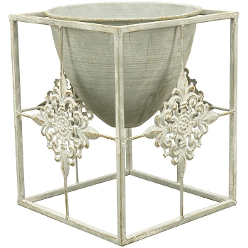 PflanzTopf ClairBlanc, creme, Metall, 17x17x21,5 cm