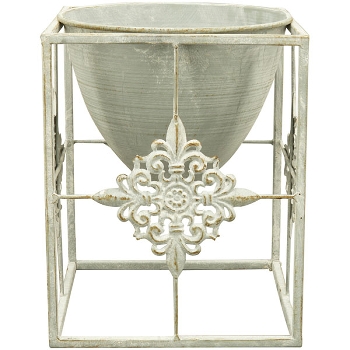PflanzTopf ClairBlanc, creme, Metall, 17x17x21,5 cm
