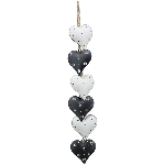 Herzkette Teal, weiß/schwarz, Metall, 52x6x1,3 cm