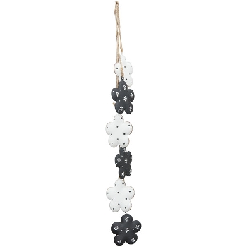 BlumenKette Teal, weiß/schwarz, Metall, 5,7x1,3x52 cm