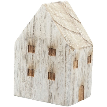 Haus LaMer, natur/blau, Holz, 9x7x12,5 cm