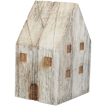 Haus LaMer, natur/blau, Holz, 9x7x12,5 cm
